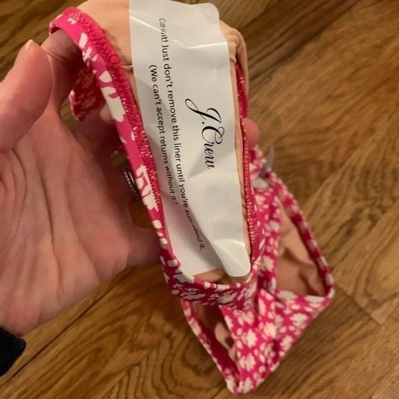 J.Crew High Rise Swim Bottoms Pink and White Block Print NWT - Picture 3 of 5